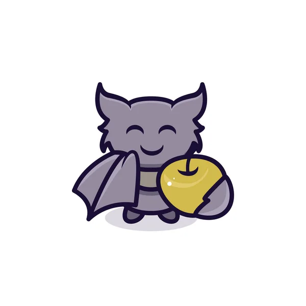 Schattig Klein Baby Bat Mascotte Ontwerp Illustratie — Stockvector