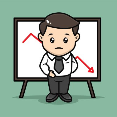 Sevimli stresli iş adamı konsepti maskot tasarımı çizimi