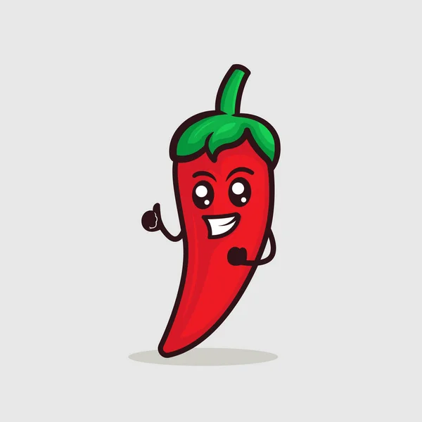 Mascotte Mignonne Chili Design Illustration Vecteur — Image vectorielle