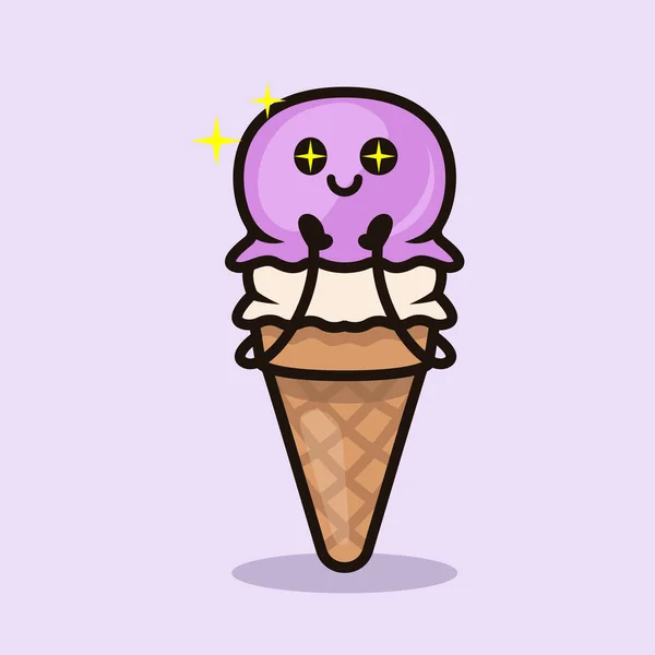 Kawaii冰淇淋插图设计矢量模板 — 图库矢量图片