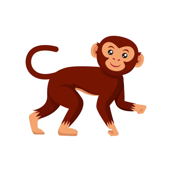 Mignon Singe Animal Conception Mascotte Illustration Vecteur — Image vectorielle