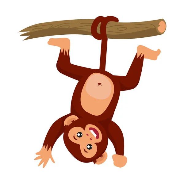 Mignon Singe Animal Conception Mascotte Illustration Vecteur — Image vectorielle