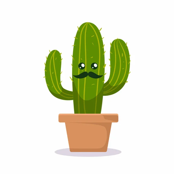 Mignon Cactus Succulent Mascotte Illustration Conception — Image vectorielle