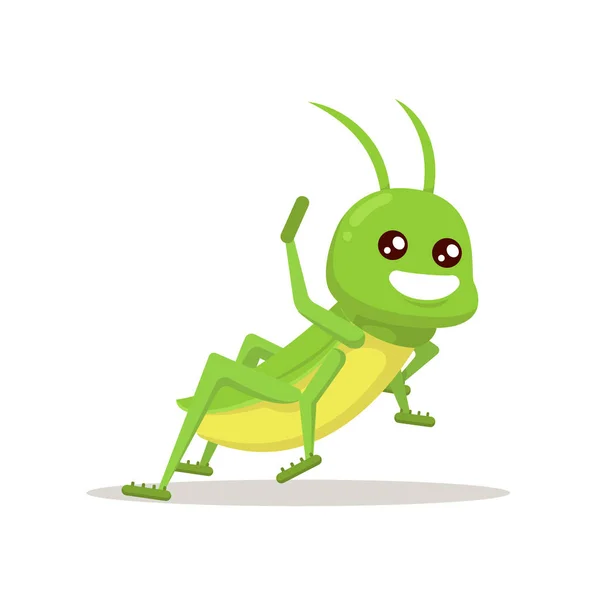 Grasshopper Χαριτωμένο Απεικόνιση Σχεδιασμό Εντόμων Μασκότ — Διανυσματικό Αρχείο