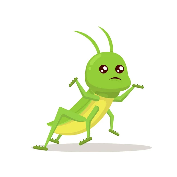 蚱蜢可爱的吉祥物昆虫设计图解 — 图库矢量图片