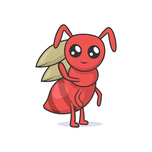 Χαριτωμένο Μυρμήγκι Σχέδιο Μασκότ Εντόμων Εικονογράφηση — Διανυσματικό Αρχείο