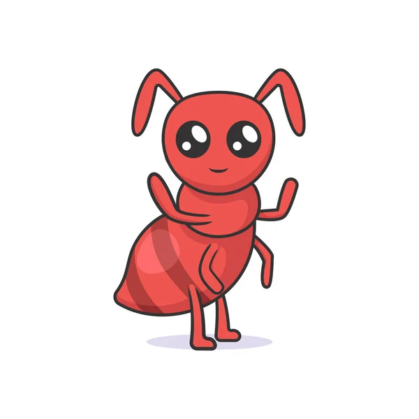 Leuke Mier Insect Mascotte Ontwerp Illustratie — Stockvector