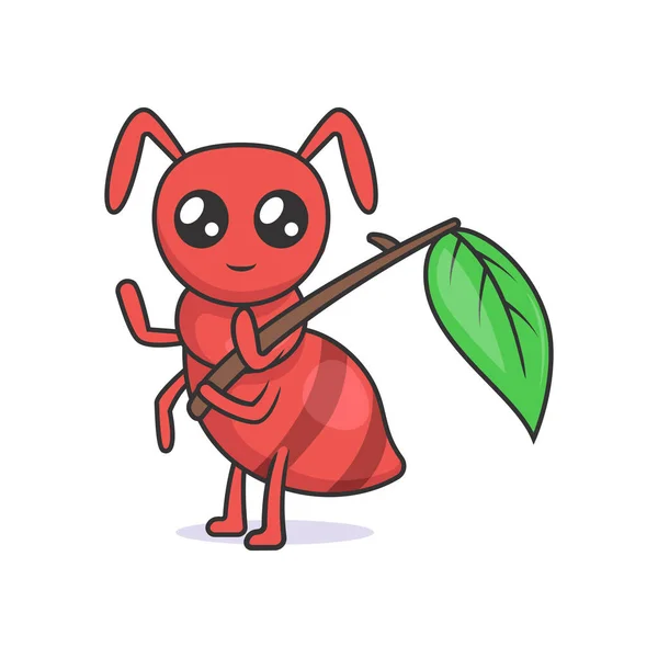 Leuke Mier Insect Mascotte Ontwerp Illustratie — Stockvector