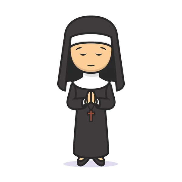 Monja Linda Religión Cristiana Mascota Diseño Ilustración — Vector de stock