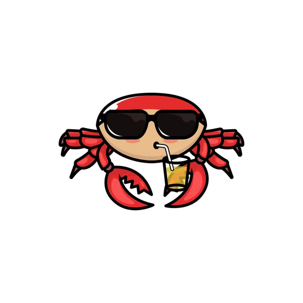 Drăguț Ocean Crab Mascota Design Ilustrare — Vector de stoc
