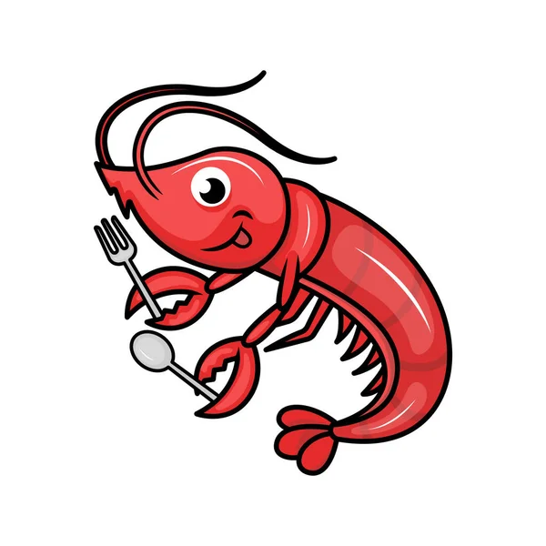 Mignon Dessin Mascotte Crevettes Illustration — Image vectorielle