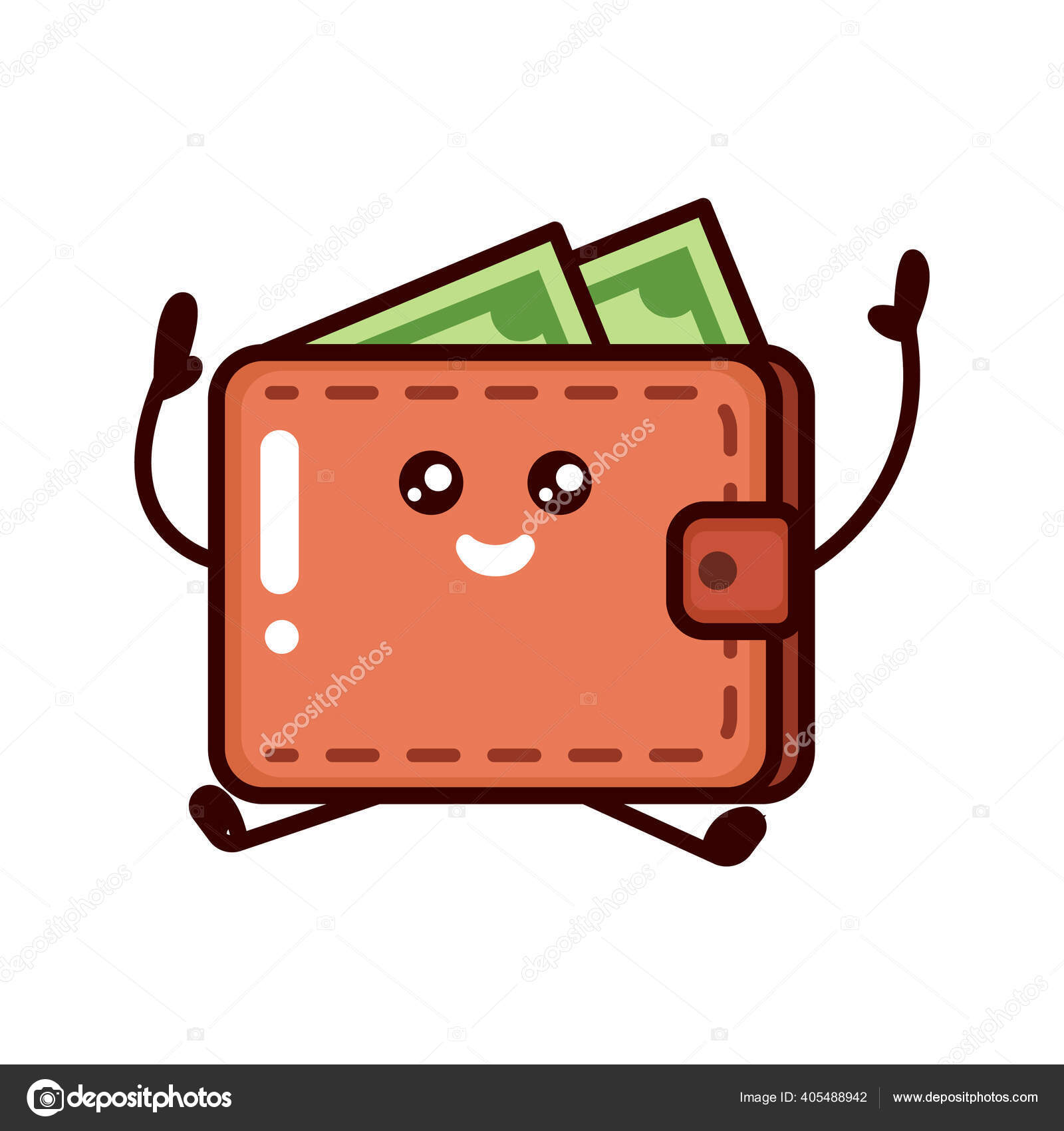 かわいい財布でお金マスコットデザインイラスト ストックベクター C Guavanaboy