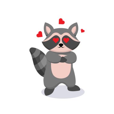 Şirin rakun hayvan maskotu tasarımı çizimi