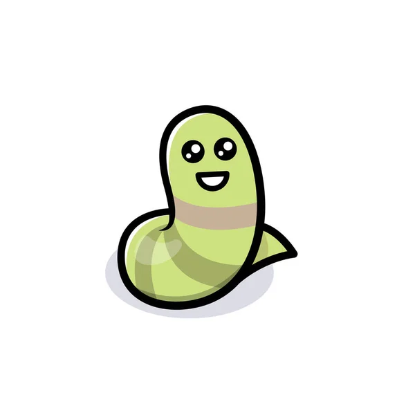 Cute Worm Caterpillar Animal Mascot Logo Design Illustration — Stock Vector