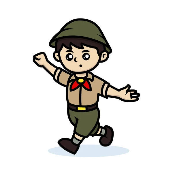 Bonito Menino Scout Crianças Mascote Logotipo Design Ilustração — Vetor de Stock