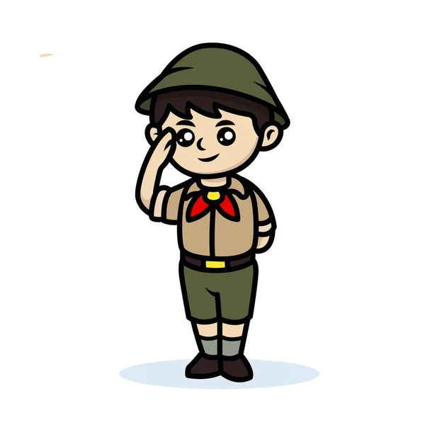 Carino Ragazzo Scout Bambini Mascotte Logo Disegno Illustrazione — Vettoriale Stock