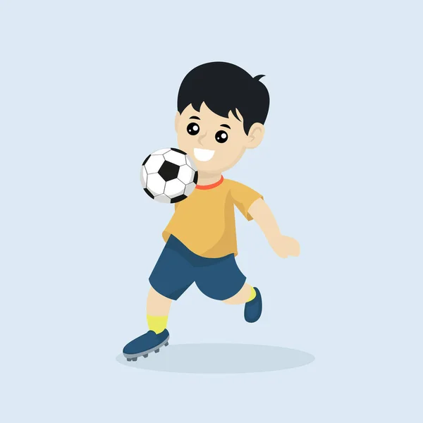 かわいいサッカー選手マスコットのロゴデザインイラスト — ストックベクタ