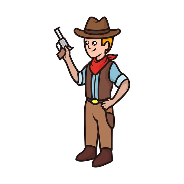 Cowboy Wilde Westerse Mascotte Logo Ontwerp Illustratie — Stockvector