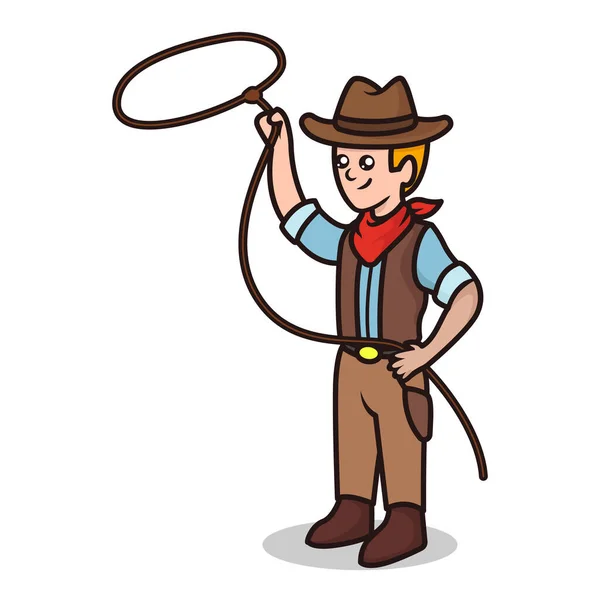 Cowboy Selvagem Ocidental Mascote Logotipo Design Ilustração — Vetor de Stock