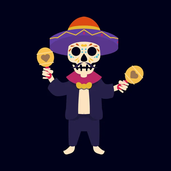 Dia Los Muertos Ilustración Del Diseño Mascota Del Día Los — Vector de stock