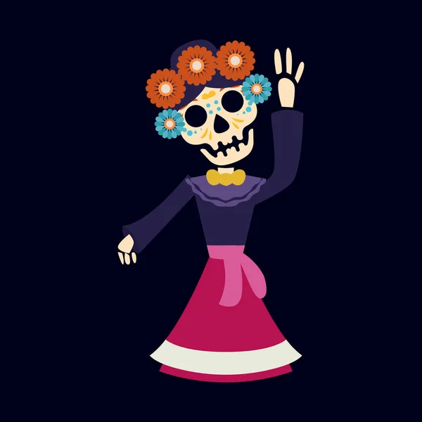 Dia Los Muertos Day Dead Festival Ilustracja Projektu Maskotki — Wektor stockowy