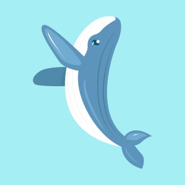 Deniz maskotu tasarımı illüstrasyonunda şirin bir balina