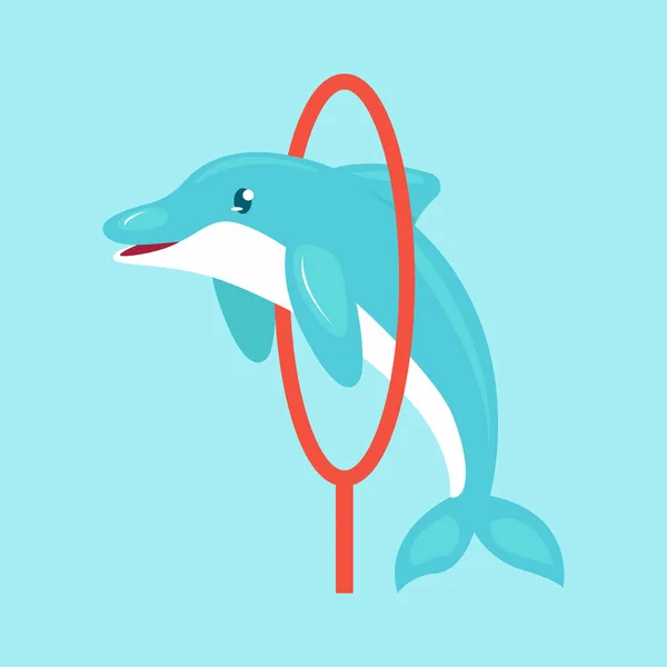 Lindo Delfín Mar Animal Mascota Diseño Ilustración — Vector de stock