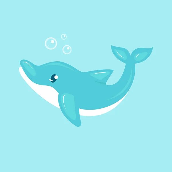 Bonito Golfinho Mar Animal Mascote Design Ilustração — Vetor de Stock