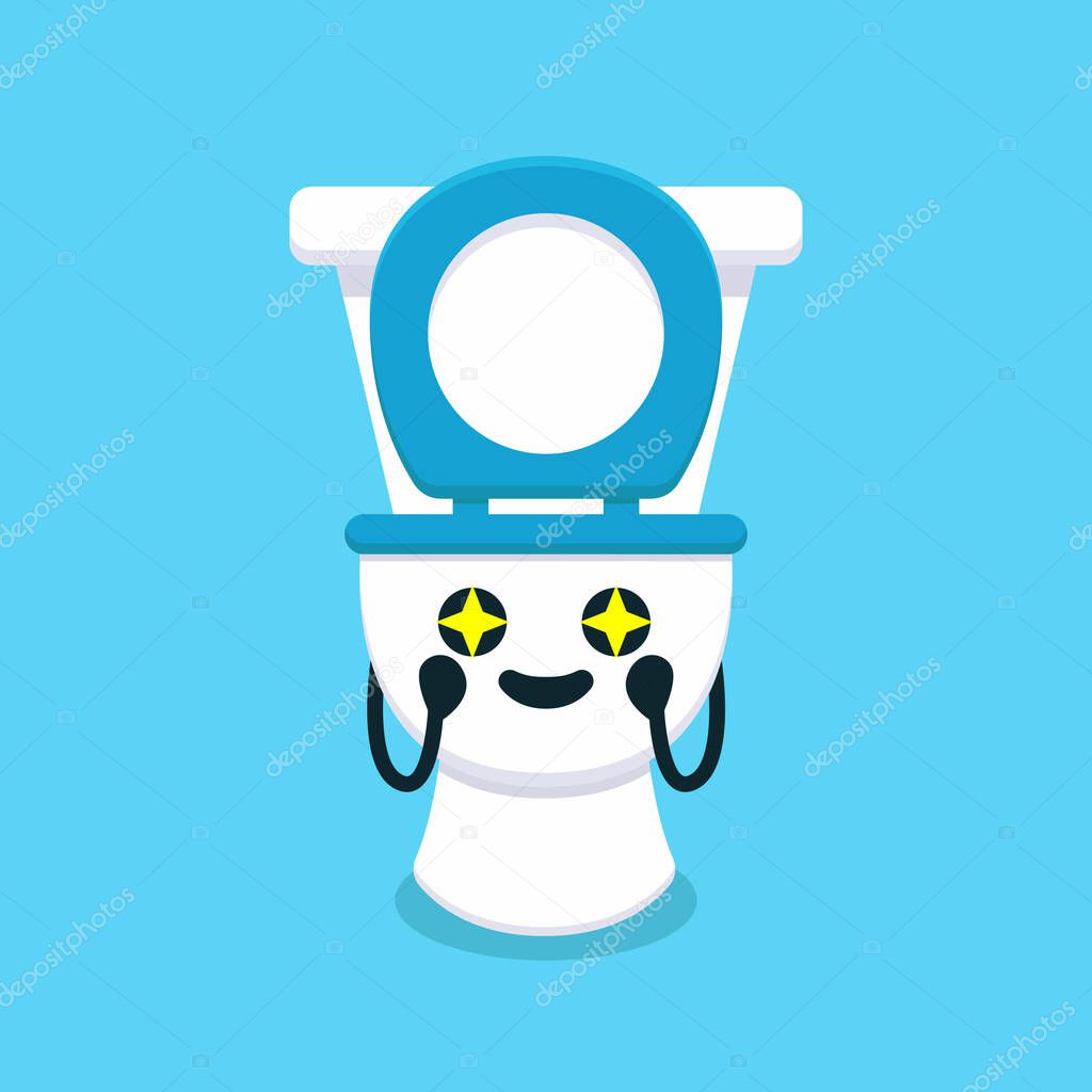 Cute toilet mascot design illustration