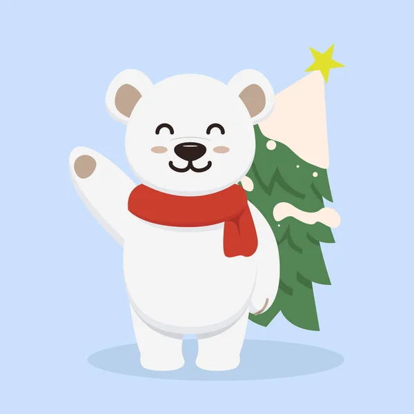 Mascotte Ours Polaire Glace Noël Illustration — Image vectorielle