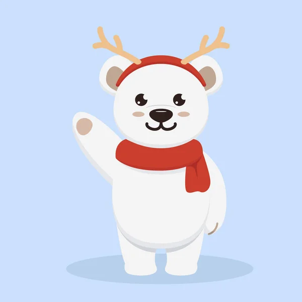 아이스 북극곰 크리스마스 마스코트 디자인 일러스트 — 스톡 벡터
