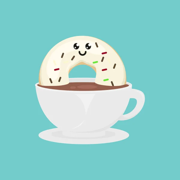 Lindo Donut Mascota Diseño Ilustración — Vector de stock