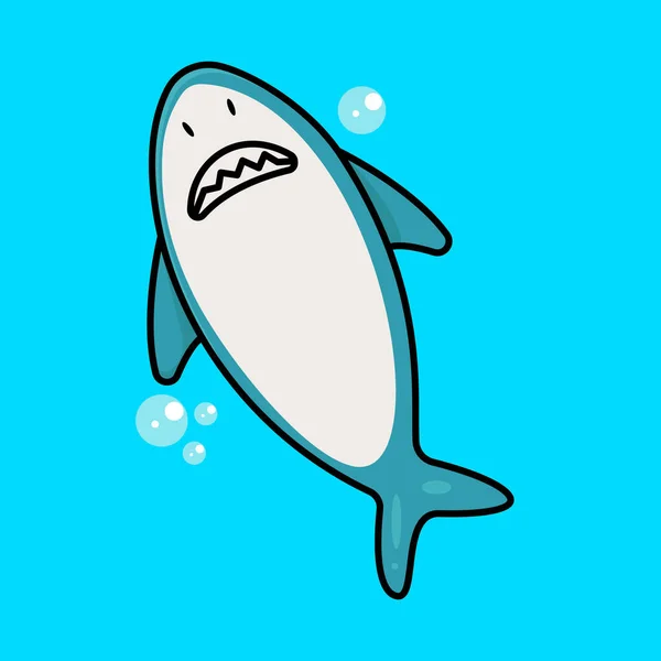 Cute Baby Shark Swimming Ocean Mascot Design Illustration — Stock Vector