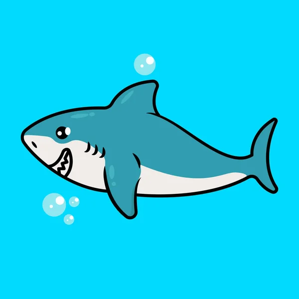 Mignon Bébé Requin Nageant Dans Océan Illustration Conception Mascotte — Image vectorielle