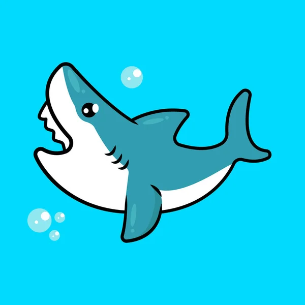 Mignon Bébé Requin Nageant Dans Océan Illustration Conception Mascotte — Image vectorielle