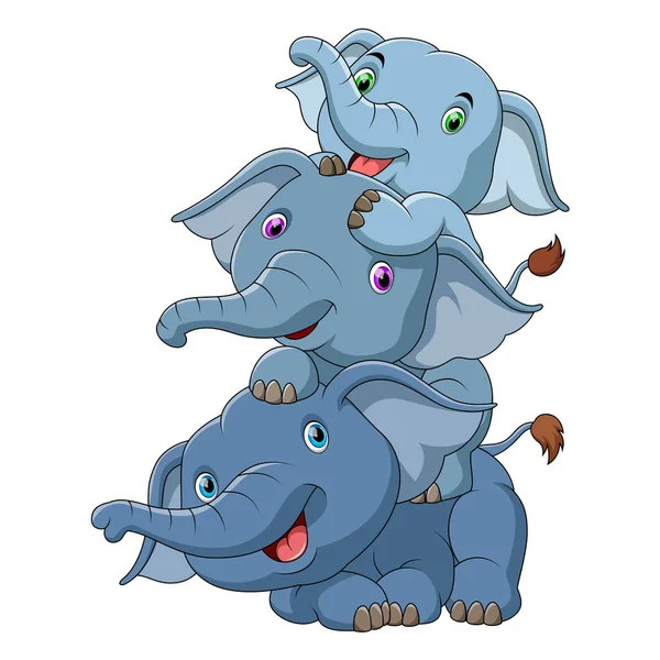 Три милих дитячого слона — стоковий вектор