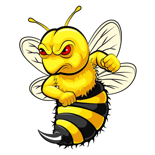 Angry bee mascot — Stock Vector