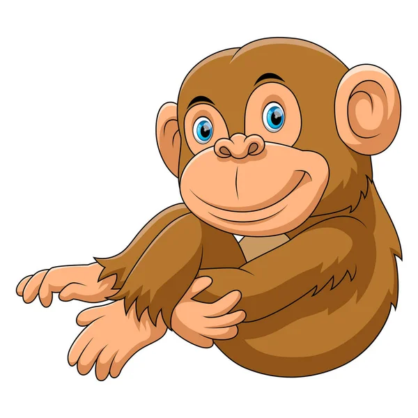Macaco sentado desenhos animados — Vetor de Stock