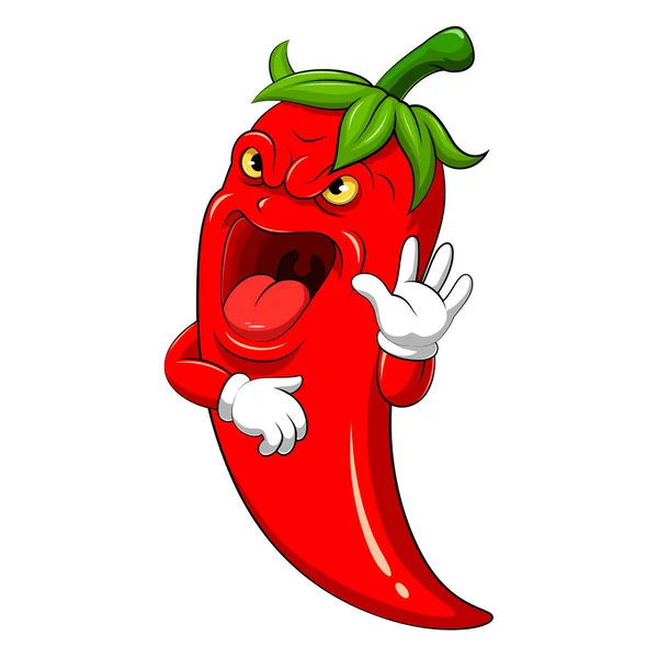 Angry hot chili cartoon — Stock Vector