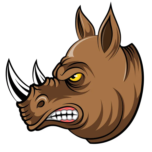 Una mascota de dibujos animados Cabeza de rinoceronte — Vector de stock