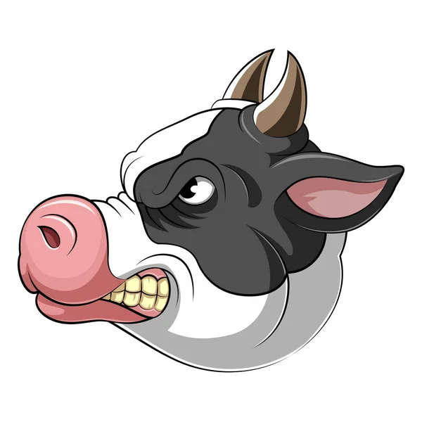 Cabeça de uma vaca agressiva — Vetor de Stock