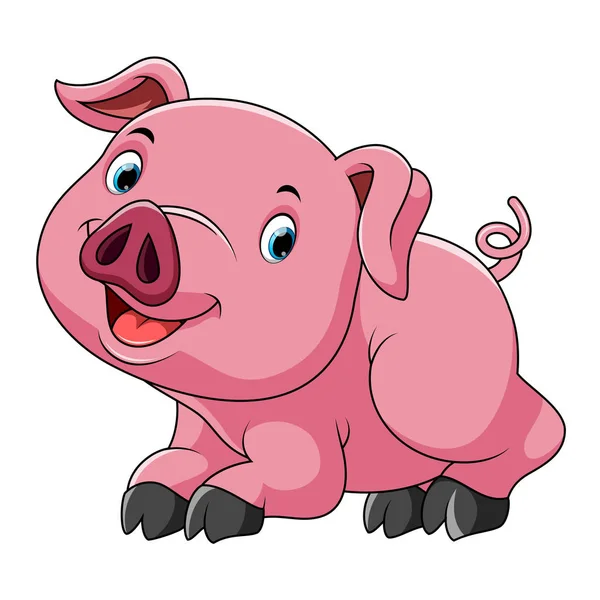 Mignon rose Pig dessin animé — Image vectorielle