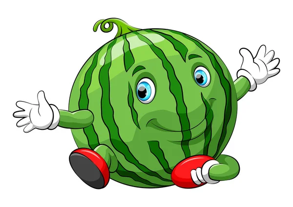 Funny watermelon cartoon character — Stock Vector