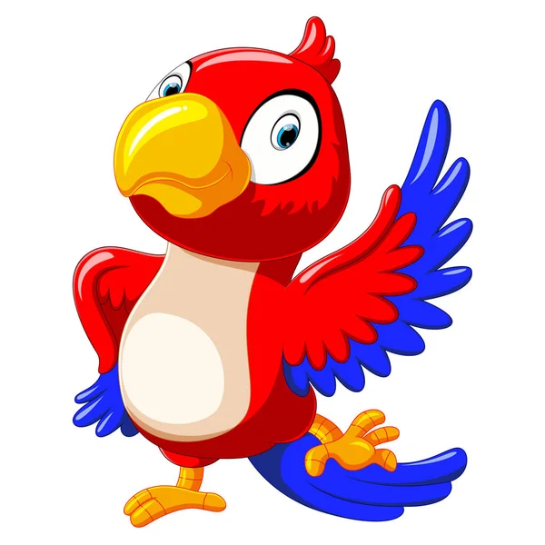 Rolig röd papegoja tecknad Dans — Stock vektor