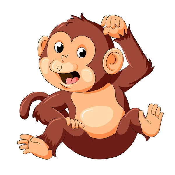 Baby Monkey med bra poserar — Stock vektor