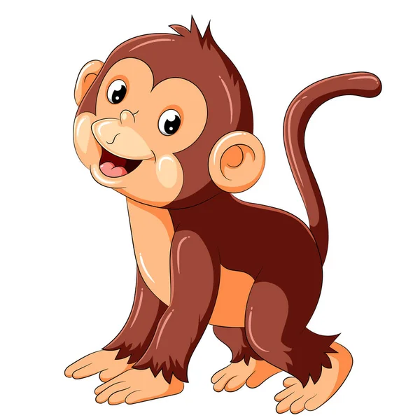 Feliz macaco desenho animado andando — Vetor de Stock