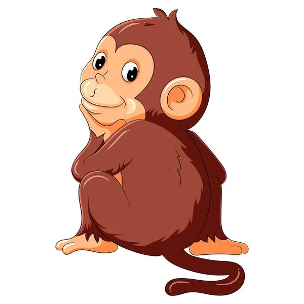 Um macaco a pensar e a sorrir — Vetor de Stock