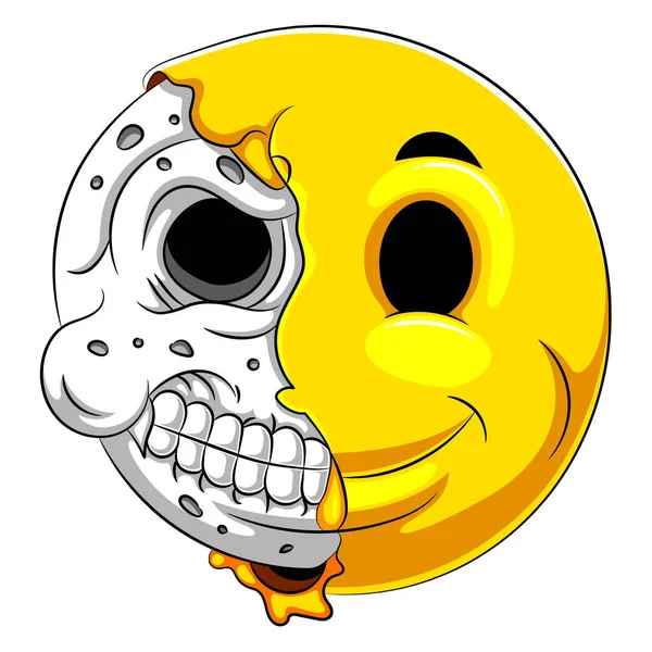Half skull emoticon with white background — Stock Illustration Half skull emoticon with white background Royalty Free Stock Illustrations