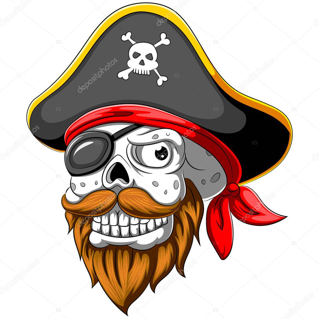 Pirate skull with hat and eye patch