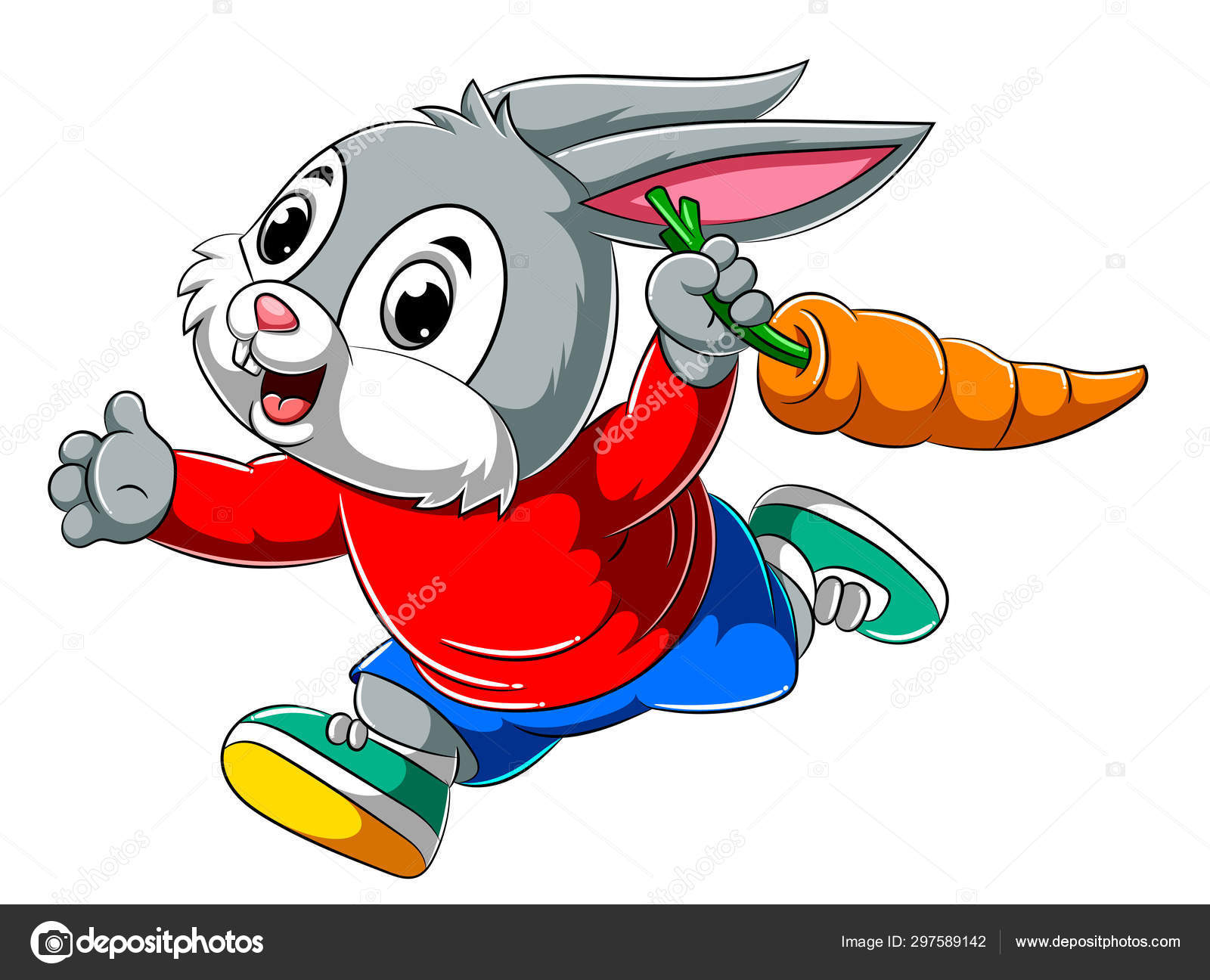 Cartoon happy rabbit running and holding big carrot Stock Vector Image by ©mariafionawati@ #297589142 Cartoon happy rabbit running and holding big carrot Stock Vector Image by ©mariafionawati@ #297589142